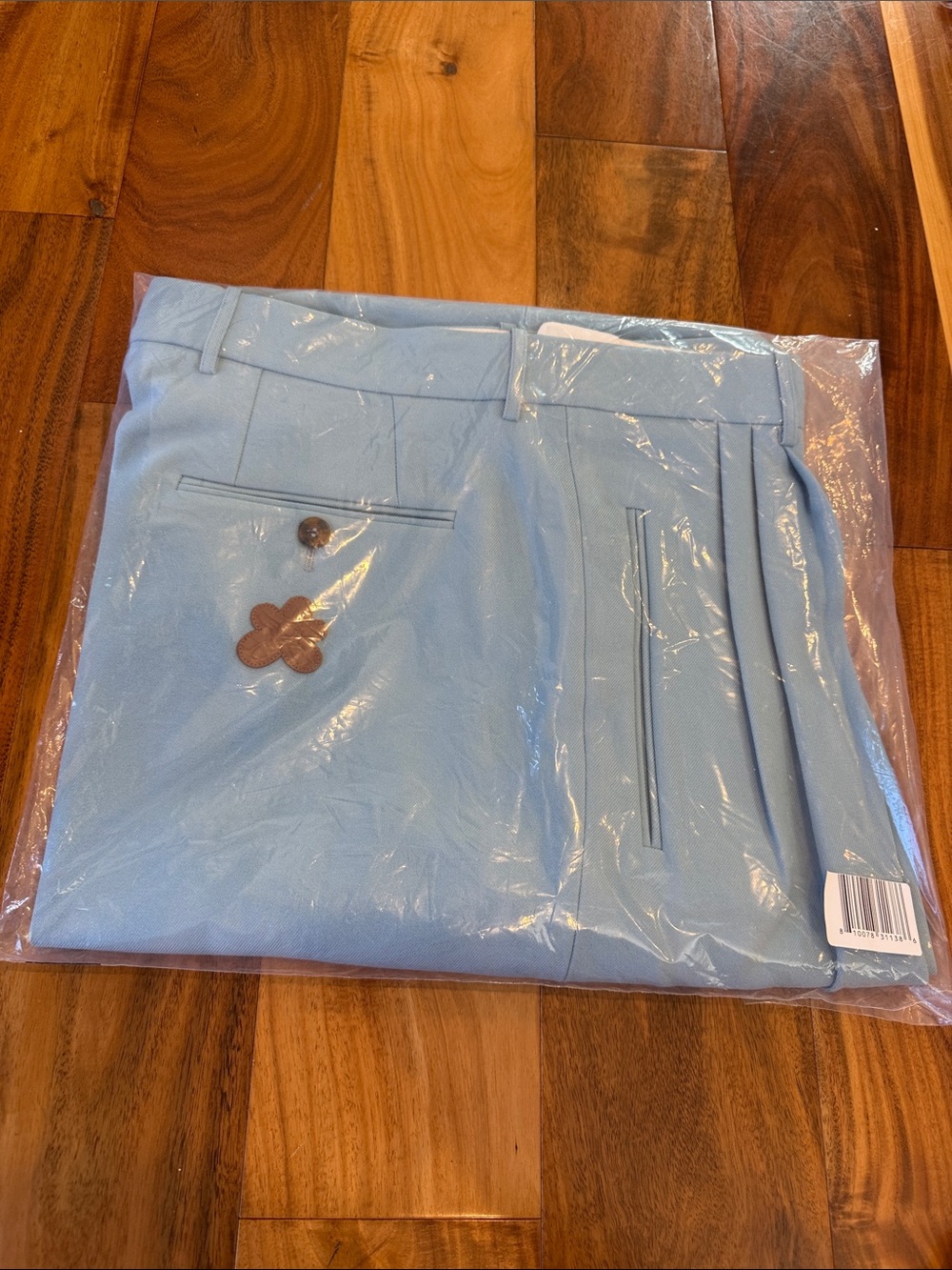 Light Blue Golf Le Fleur Potato Sack Dress Pants with Brown Clover Patch